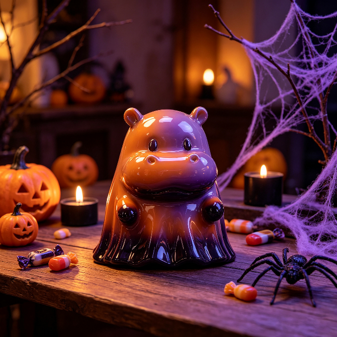 Handmade Cute Ghost Hippo Figurine Resin Mold