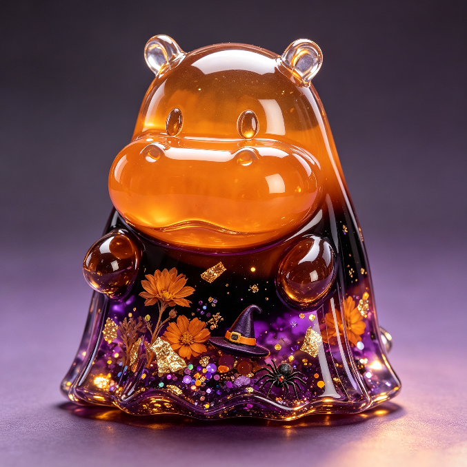 Handmade Cute Ghost Hippo Figurine Resin Mold