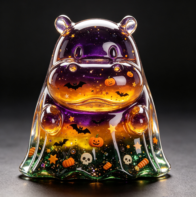 Handmade Cute Ghost Hippo Figurine Resin Mold