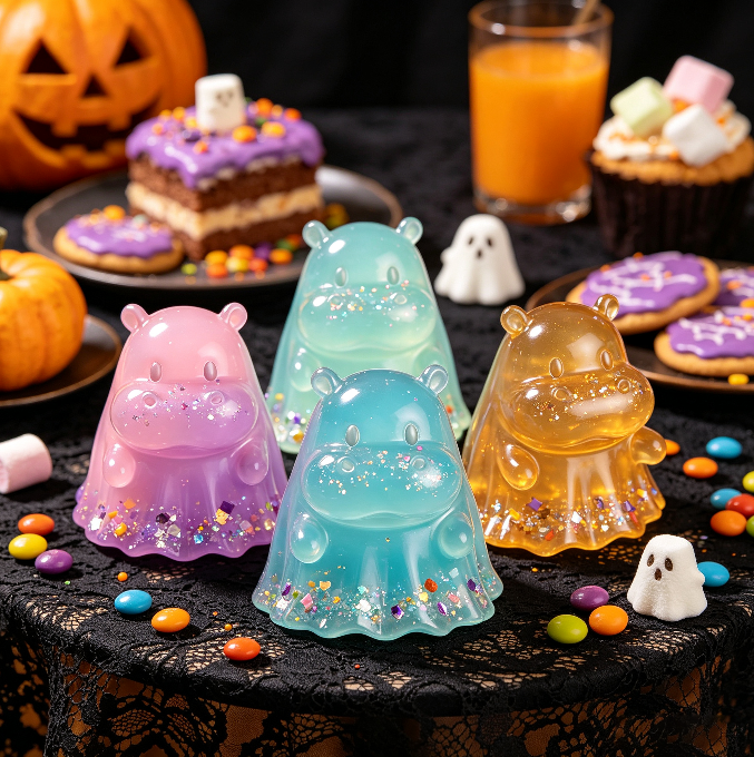 Handmade Cute Ghost Hippo Figurine Resin Mold