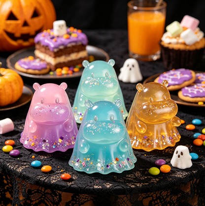 Handmade Cute Ghost Hippo Figurine Resin Mold