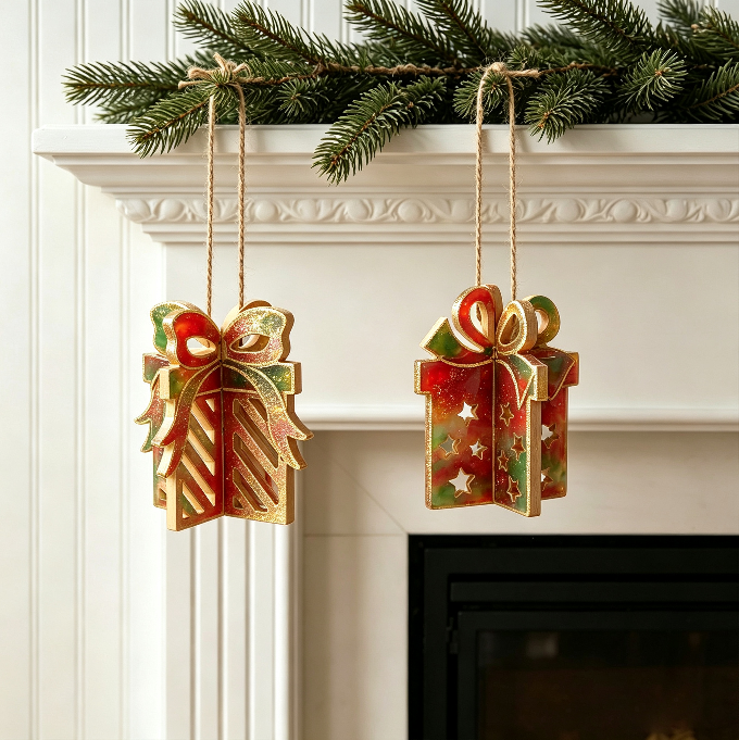 Interlocking Gift Box Hanging Resin Mold