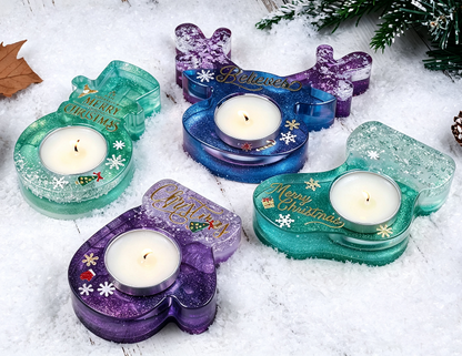 Christmas Deer, Mitten, Boot & Snowman Candle Holder Resin Mold