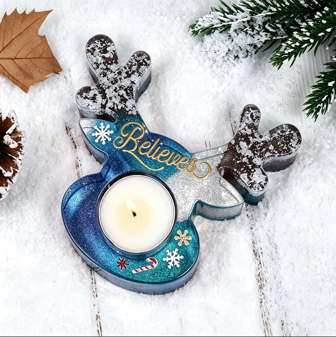 Christmas Deer, Mitten, Boot & Snowman Candle Holder Resin Mold