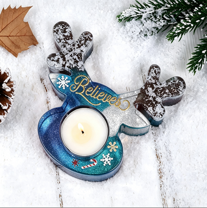 Christmas Deer, Mitten, Boot & Snowman Candle Holder Resin Mold