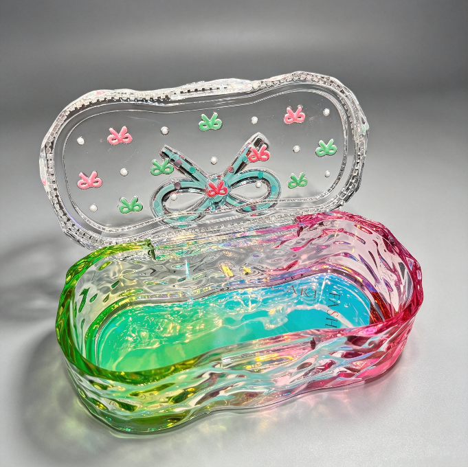 Handmade Oval Water Ripple Flip-Top Storage Box Resin Mold