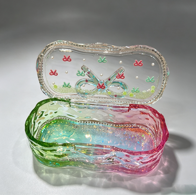Handmade Oval Water Ripple Flip-Top Storage Box Resin Mold