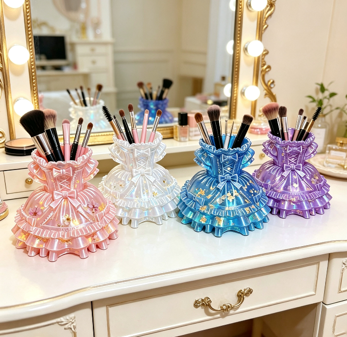 Handmade Vintage Dress Pen Holder & Makeup Brush Holder Resin Mold