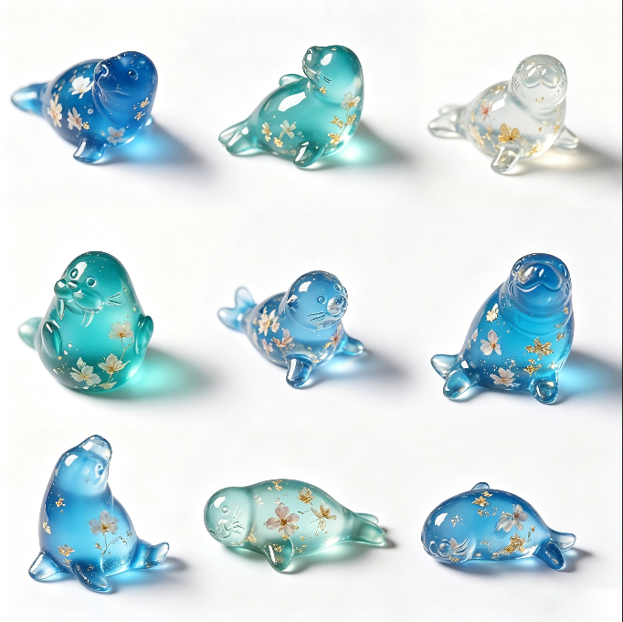 8-in-1 Mini Cute Seal Decorative Figurine Resin Mold