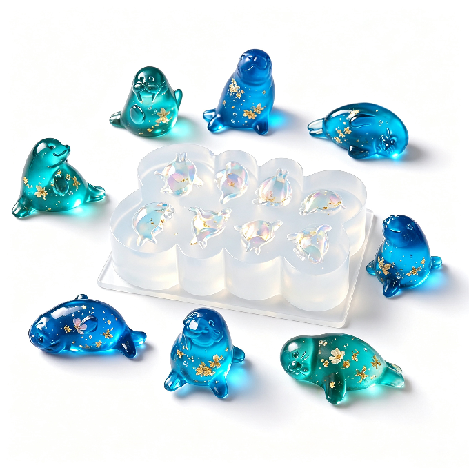 8-in-1 Mini Cute Seal Decorative Figurine Resin Mold