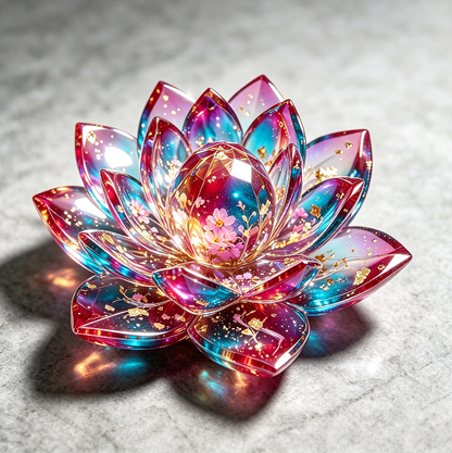 【VIP EXCLUSIVE】Handmade Diamond-Cut Lotus Decorative Figurine Resin Mold