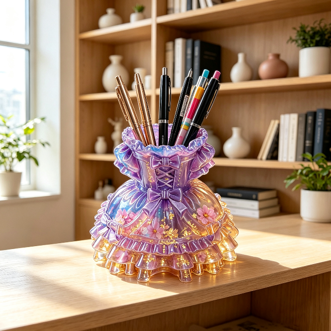 Handmade Vintage Dress Pen Holder & Makeup Brush Holder Resin Mold