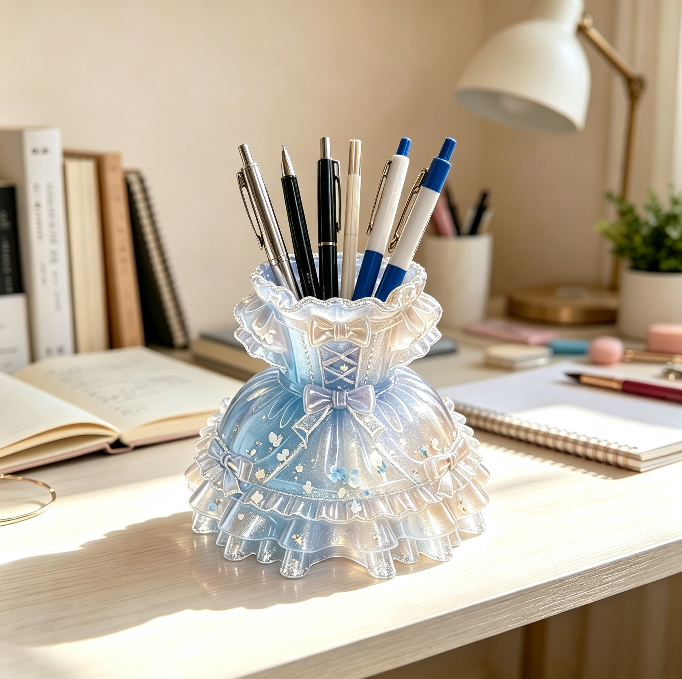 Handmade Vintage Dress Pen Holder & Makeup Brush Holder Resin Mold