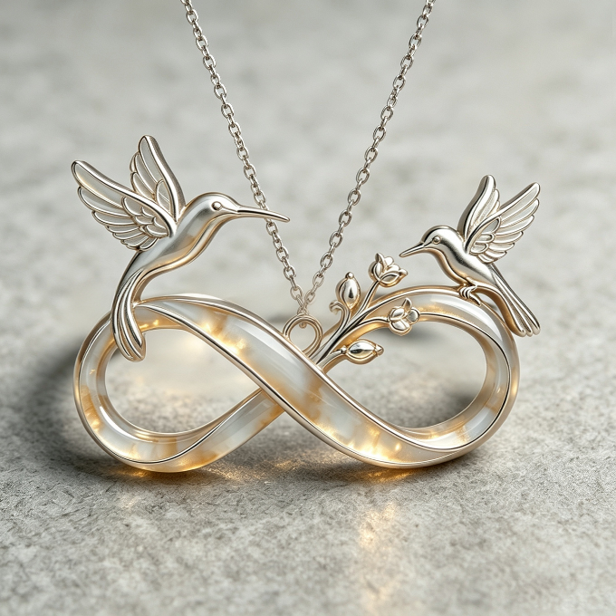 【VIP EXCLUSIVE】Handmade Hummingbird & Infinity Symbol Jewelry Pendant Necklace Resin Mold with Hole