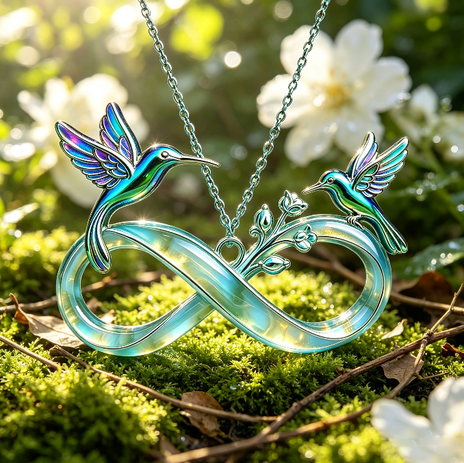 【VIP EXCLUSIVE】Handmade Hummingbird & Infinity Symbol Jewelry Pendant Necklace Resin Mold with Hole