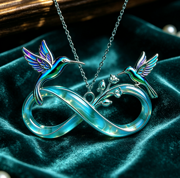 【VIP EXCLUSIVE】Handmade Hummingbird & Infinity Symbol Jewelry Pendant Necklace Resin Mold with Hole