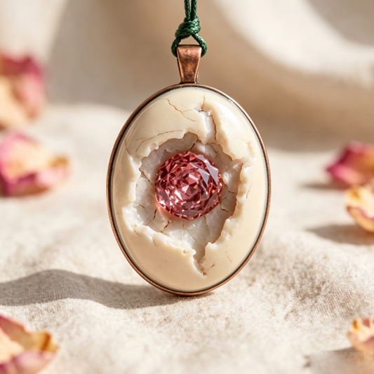 【VIP EXCLUSIVE】Handmade Oval Stone-Textured Diamond-Cut Flower Jewelry Pendant Resin Mold