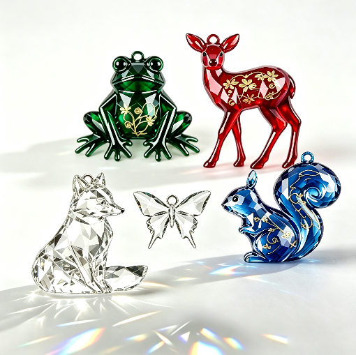 【VIP EXCLUSIVE】Handmade Diamond-Cut Woodland Animal Half-3D Pendant Resin Mold Set with Hanging Holes