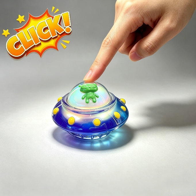 Handmade Alien UFO & Kawaii Cat Fidget Clicker Resin Mold
