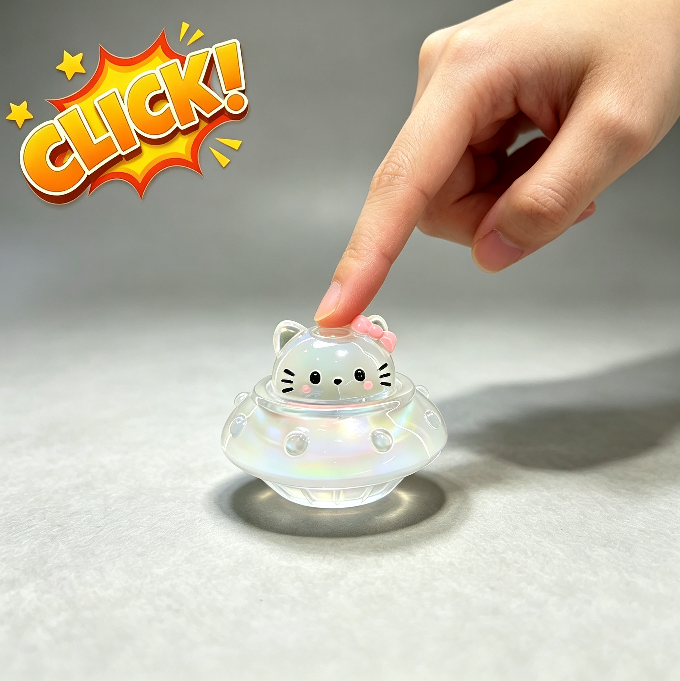Handmade Alien UFO & Kawaii Cat Fidget Clicker Resin Mold