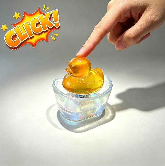 Handmade Kawaii Yellow Duck Bathtub Fidget Clicker Toy Resin Mold