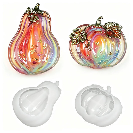 Long & Short Pumpkin-Shaped Storage Tray Resin Mold Set