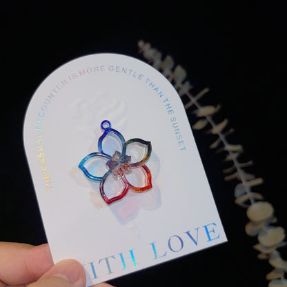 Molde de resina para colgante de flor hueca hecho a mano con agujero 