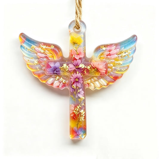 Winged Cross with Hole Hanging Resin Mold