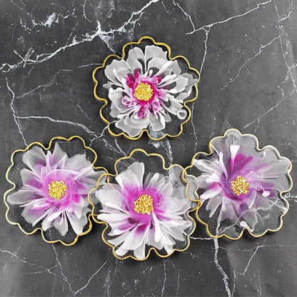 4 Pack 4 inches Flower Coaster Molds