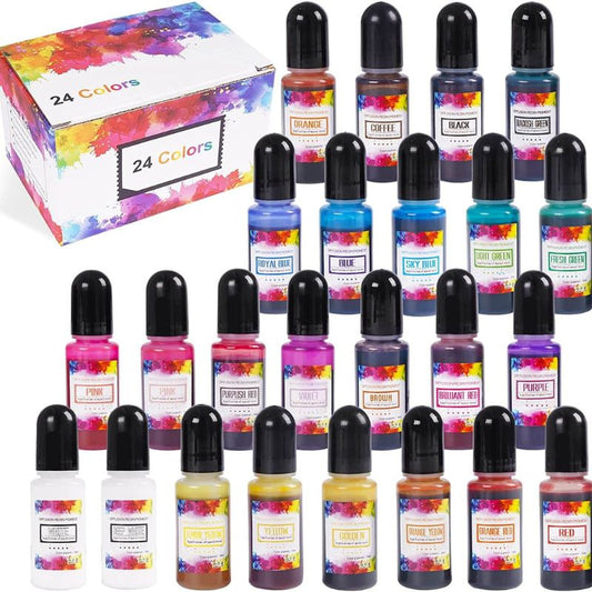 Alcohol Ink Set - 24 Vibrant Colors Pigment for Epoxy Resin Concentrated Alcohol Paint