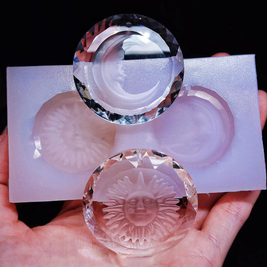 Handmade Crystal 2-in-1 Hole Sun&Moon Tag Resin Mold