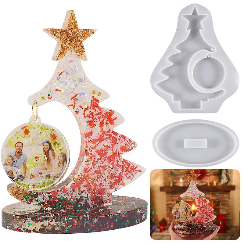 Christmas Tree Patchwork Photo Frame Resin Mold
