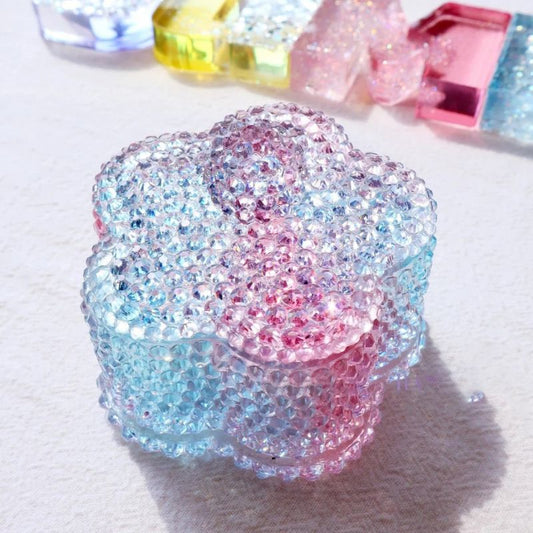 Moldes de resina para cajas de almacenamiento de flores con forma de flor de diamante hechos a mano 