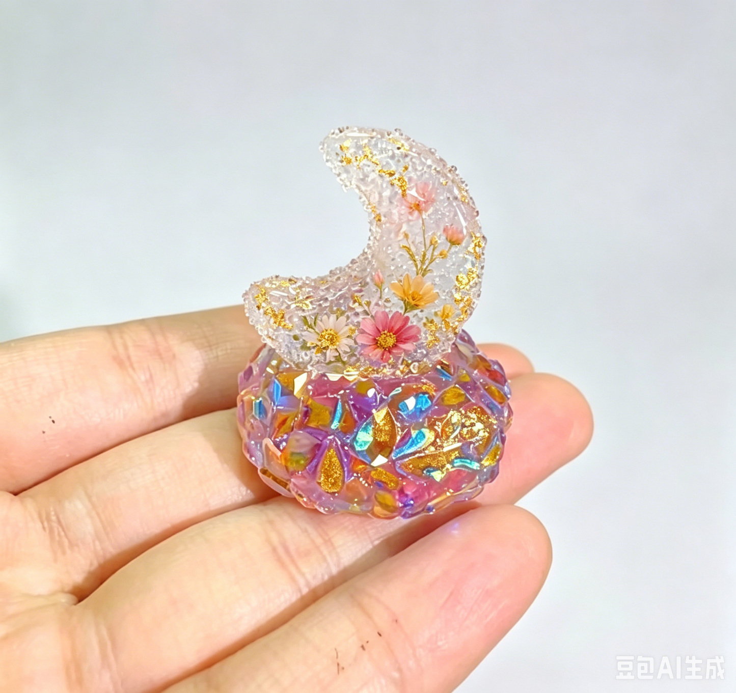 Handmade Diamond Moon Mini Figurine Resin Mold
