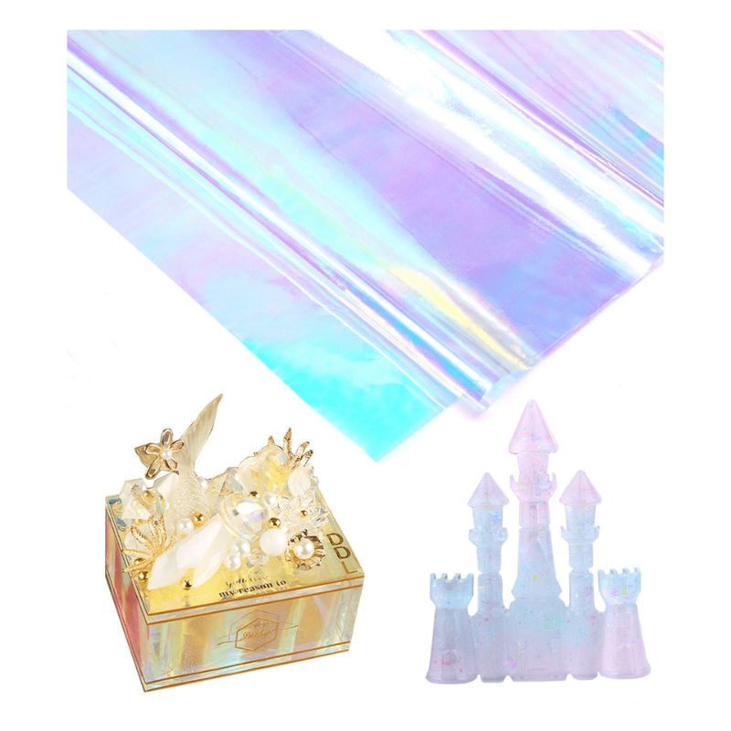 Holographic Iridescent Film Paper, Glossy Clear Film for Resin Fillers