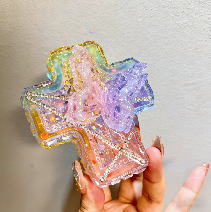 Handmade Diamond Cross Storage Box Resin Mold Set
