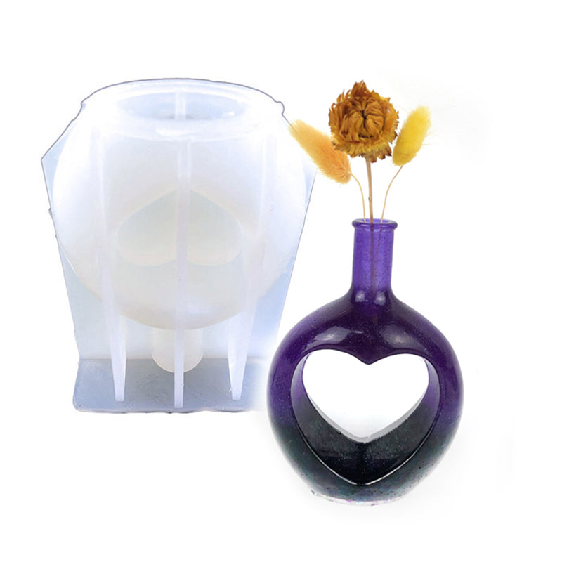 Round Heart Shape Flower Arrangement Bottle Resin Molds