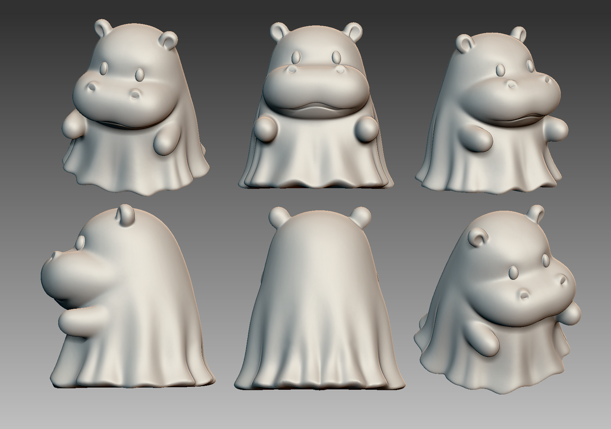 Handmade Cute Ghost Hippo Figurine Resin Mold