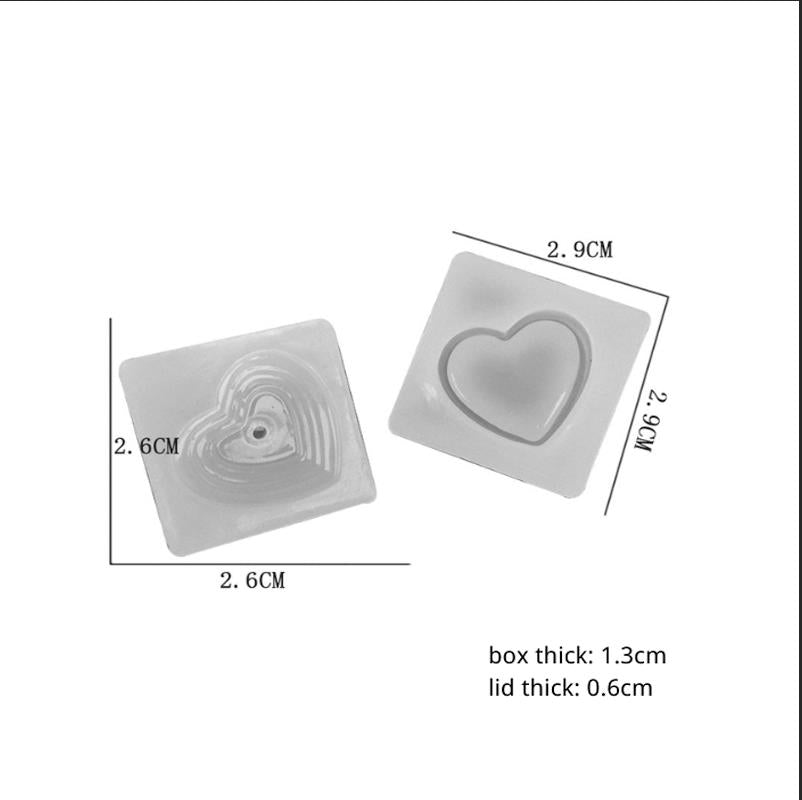 2Pcs Mirror-effect Love Box Base + Lid Resin Silicone Mold