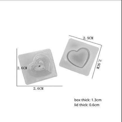 2Pcs Mirror-effect Love Box Base + Lid Resin Silicone Mold