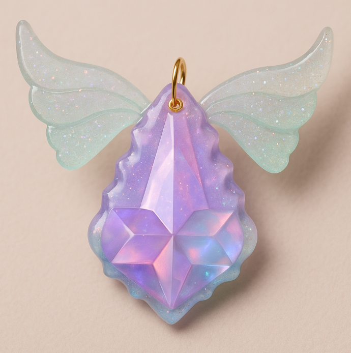 Handmade Winged Gemstone Jewelry Necklace Pendant with Holes Resin Mold