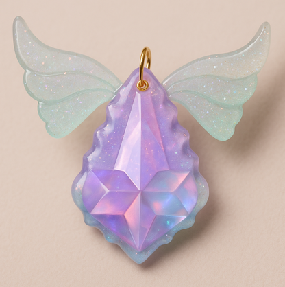 Handmade Winged Gemstone Jewelry Necklace Pendant with Holes Resin Mold