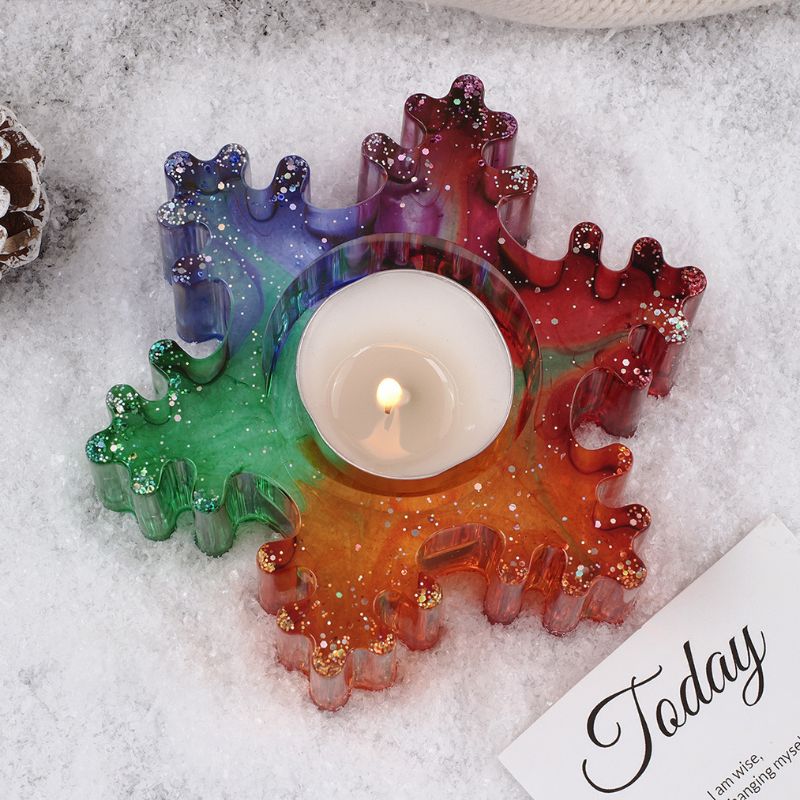 4pcs Snowflake Christmas Candle Holder Resin Molds – IntoResin