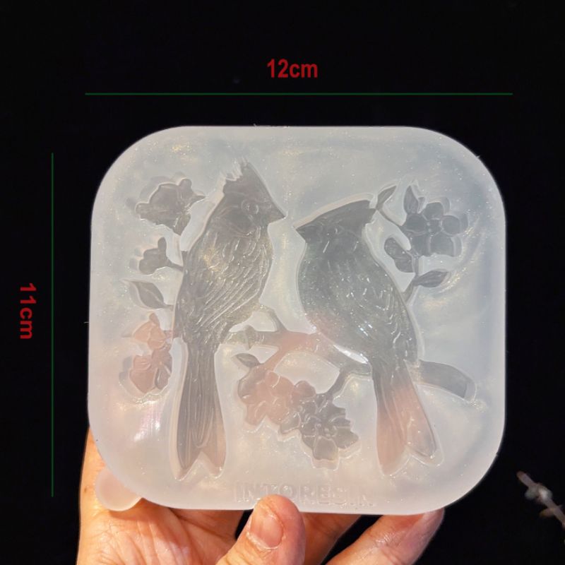 Handmade Cardinal Bird Couple Hanging Resin Mold