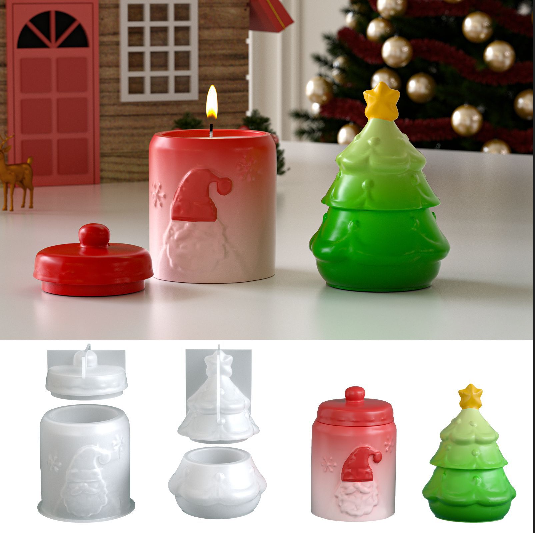 Santa Claus Christmas Tree Storage Jar Resin Molds