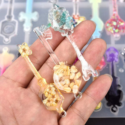 Keys Pendant Resin Casting Mold for Making 24 Styles Key Charms Keychain