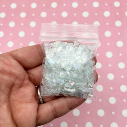 50g Iridescent Icy Blue Clear Kawaii Glass Fake Geode Crystals for Resin Coasters and Jewelry