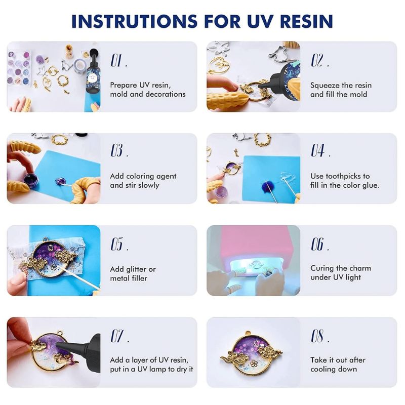 Colored UV Resin, 6 Colors UV Resin Kit(50g Each)