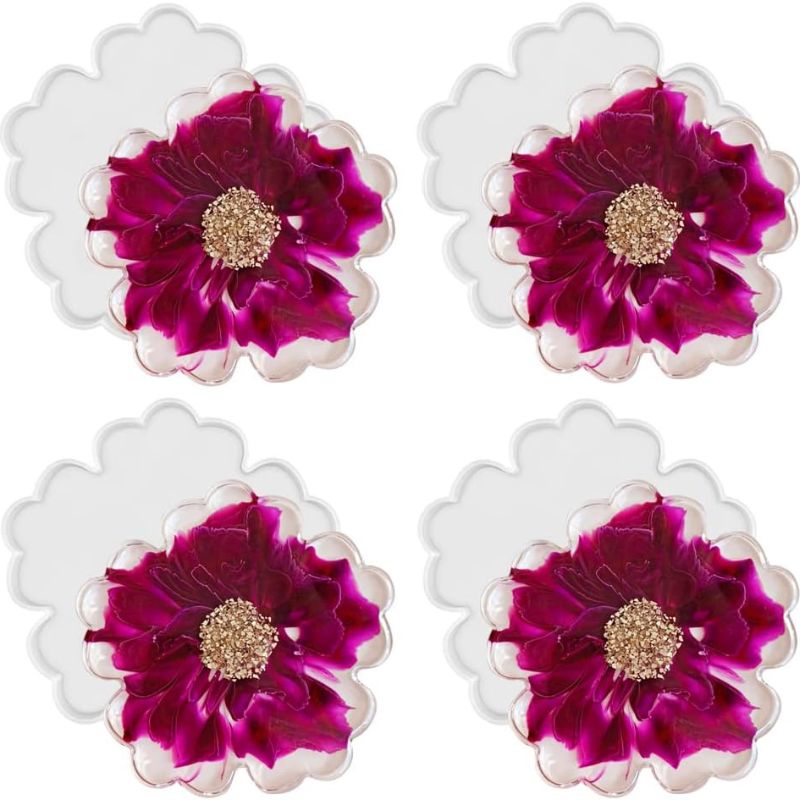 4 Pack 4 inches Flower Coaster Molds