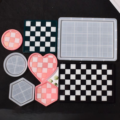 Chess Board Tray Coasters Resin Mold